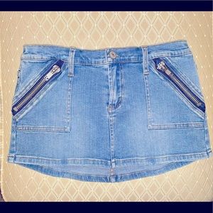 Blue Asphalt Mini Skirt w/ Working Zipper Pockets